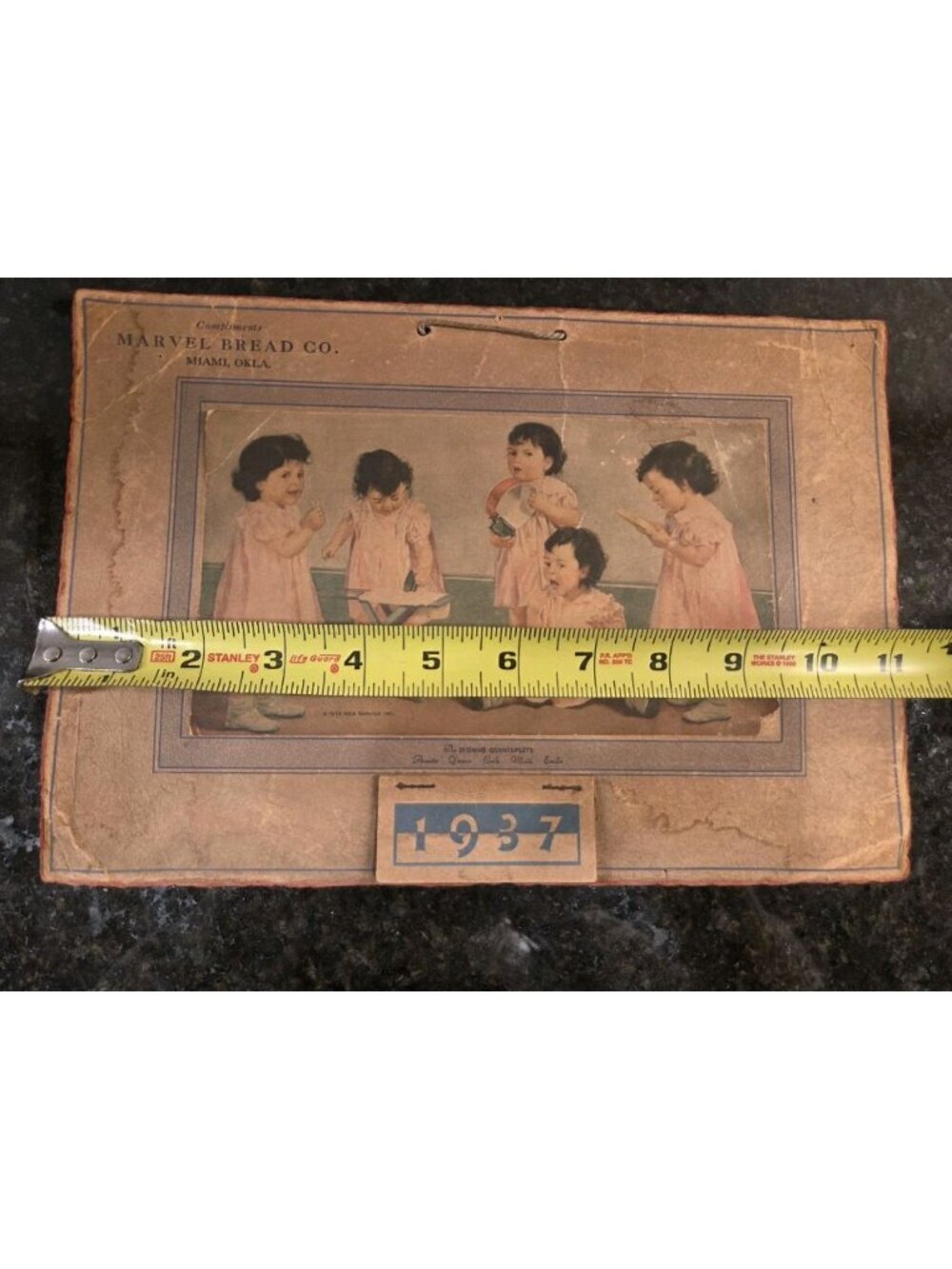 1937 Marvel Bread Co Advertising Calendar Dionne Quintuplets Vtg Paper Ephemera - Picture 4 of 4